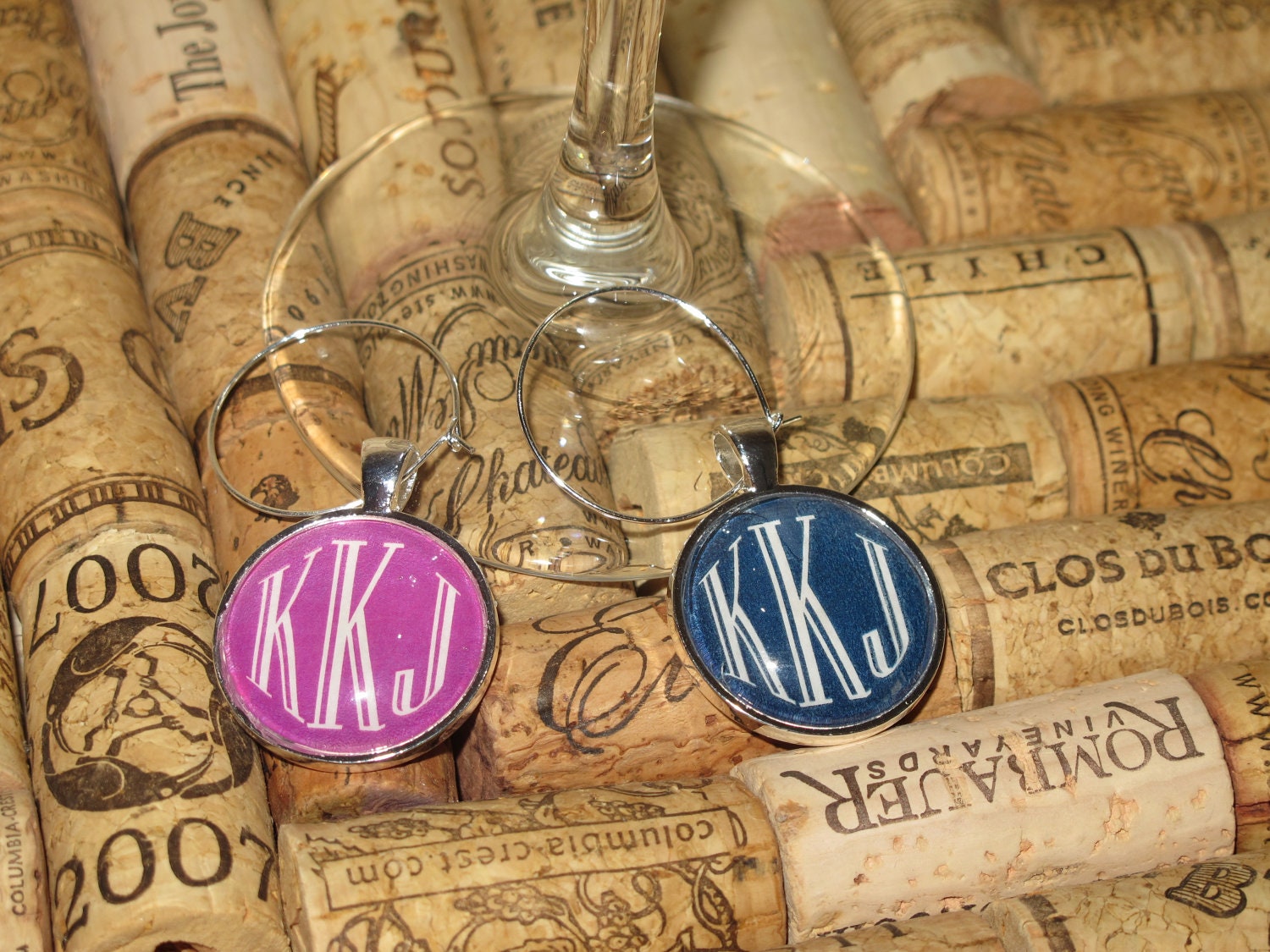 Monogram Wine Charms - any color