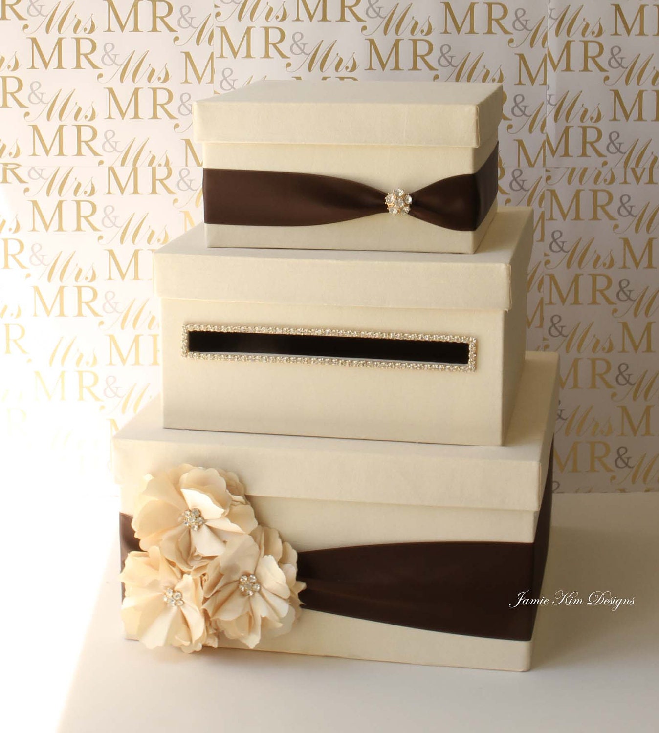 Wedding Card Box, Money Box, Gift Card Holder - choose your box & flower colors