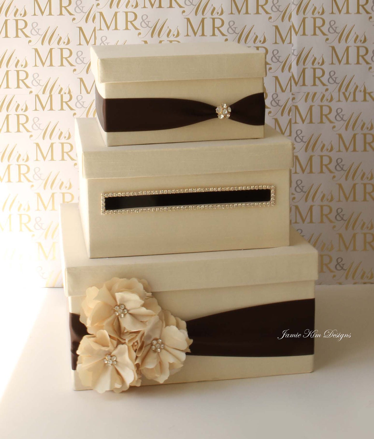 Wedding Card Box, Money Box, Gift Card Holder - choose your box & flower colors