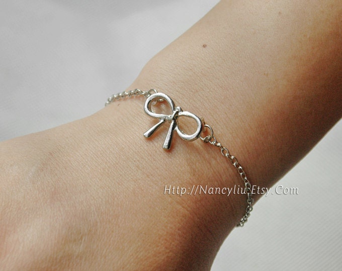 Pretty Bowknot Bracelet, Silvery Butterfly Knot bracelet