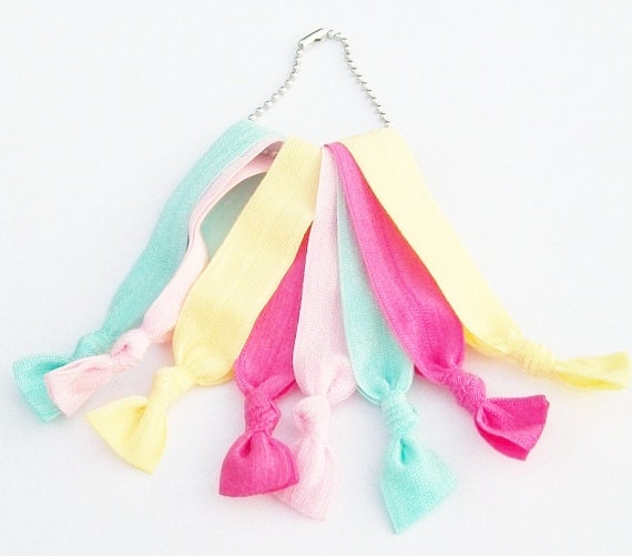 8 Hair Ties, Sweetheart Pastels by Lucky Girl Hair Ties