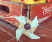 Rustic Pinwheel Boutonniere / Custom orders welcome / Vintage boutonniere set
