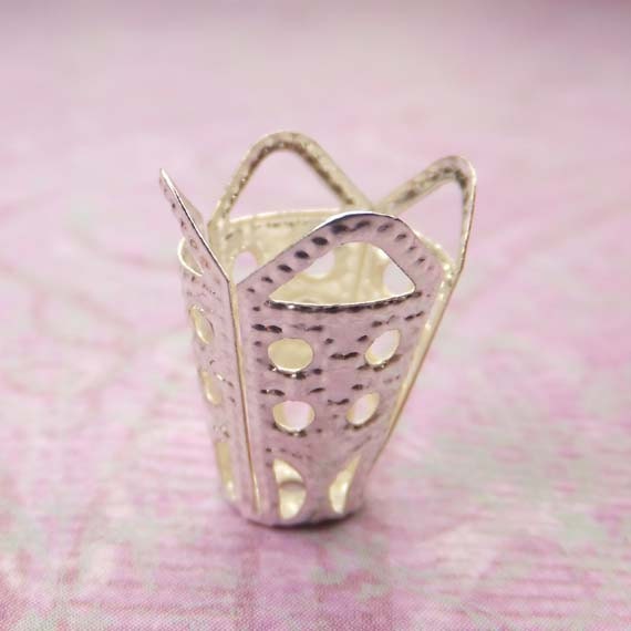 HOT SELLER - ( 100 Pieces ) Silver Color Flat Sided Filigree Beadcap 16x10mm - Jewelry Making Supplies - KarPenaEnterprises