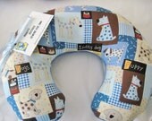 Travel Pillow - Head Neck Support - Young Adult Size - Puppy Dog Puppies Patchwork w/ Minky Fleece - READY TO SHIP