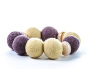 Beadwork Bracelet Felted Bracelet Chunky Felt Bead Jewelry Lavender Cream Winter Murano Glass Bracelet
