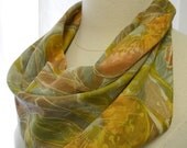 Hand Made Yellow Floral Print Square Scarf / Large Square Scarf 22 x 22
