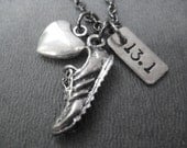 LOVE to RUN 13.1 - Half Marathon - 3 Pendants with Puffed Heart - Running Jewelry - 13.1 Running Necklace on 18 inch gunmetal chain -