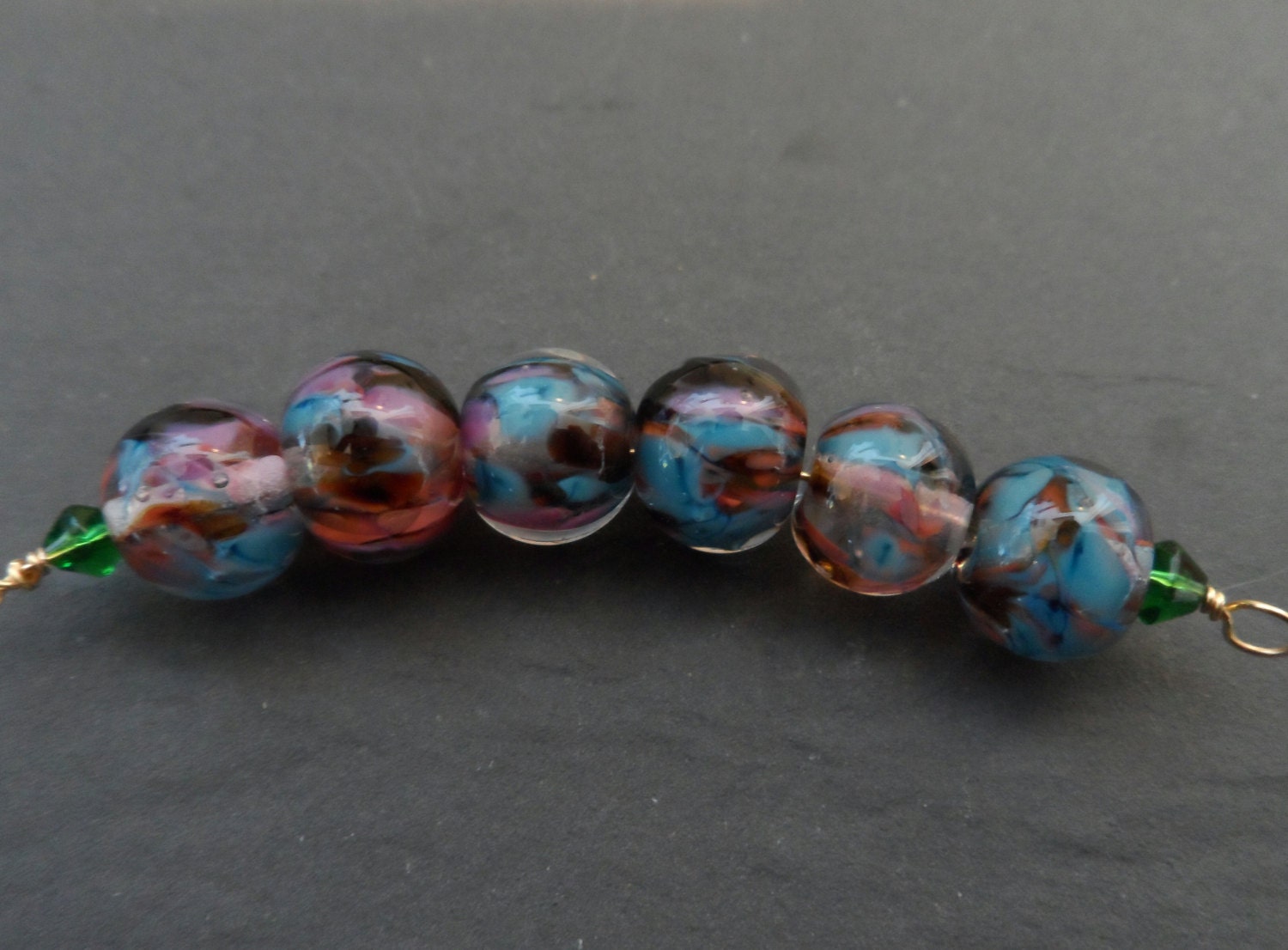 Funky colas. Handmade Lampwork bead set SRA CPteam FHFTeam