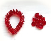 Red Czech glass spacer beads, wavy rondels, rondelle - 4x9mm - 25Pc - 426