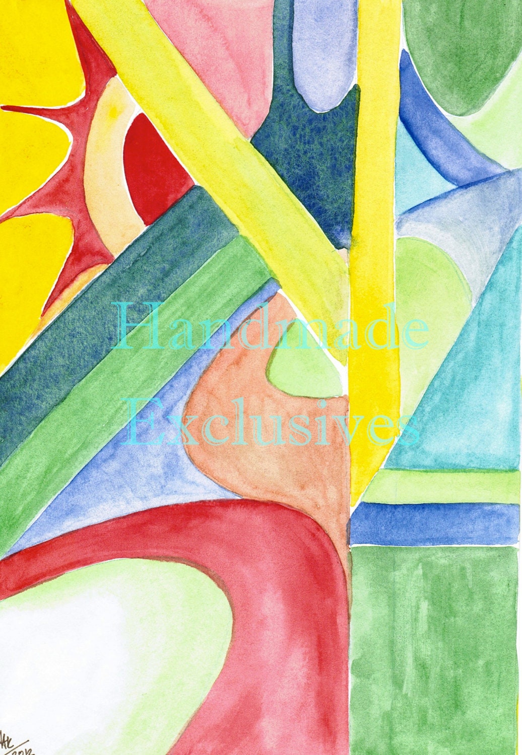 OOAK, Wall art, Morning, Sun, Abstract, Watercolors, Art, Original, 7.5X9.5, artteam, promo123, Handmadec,
