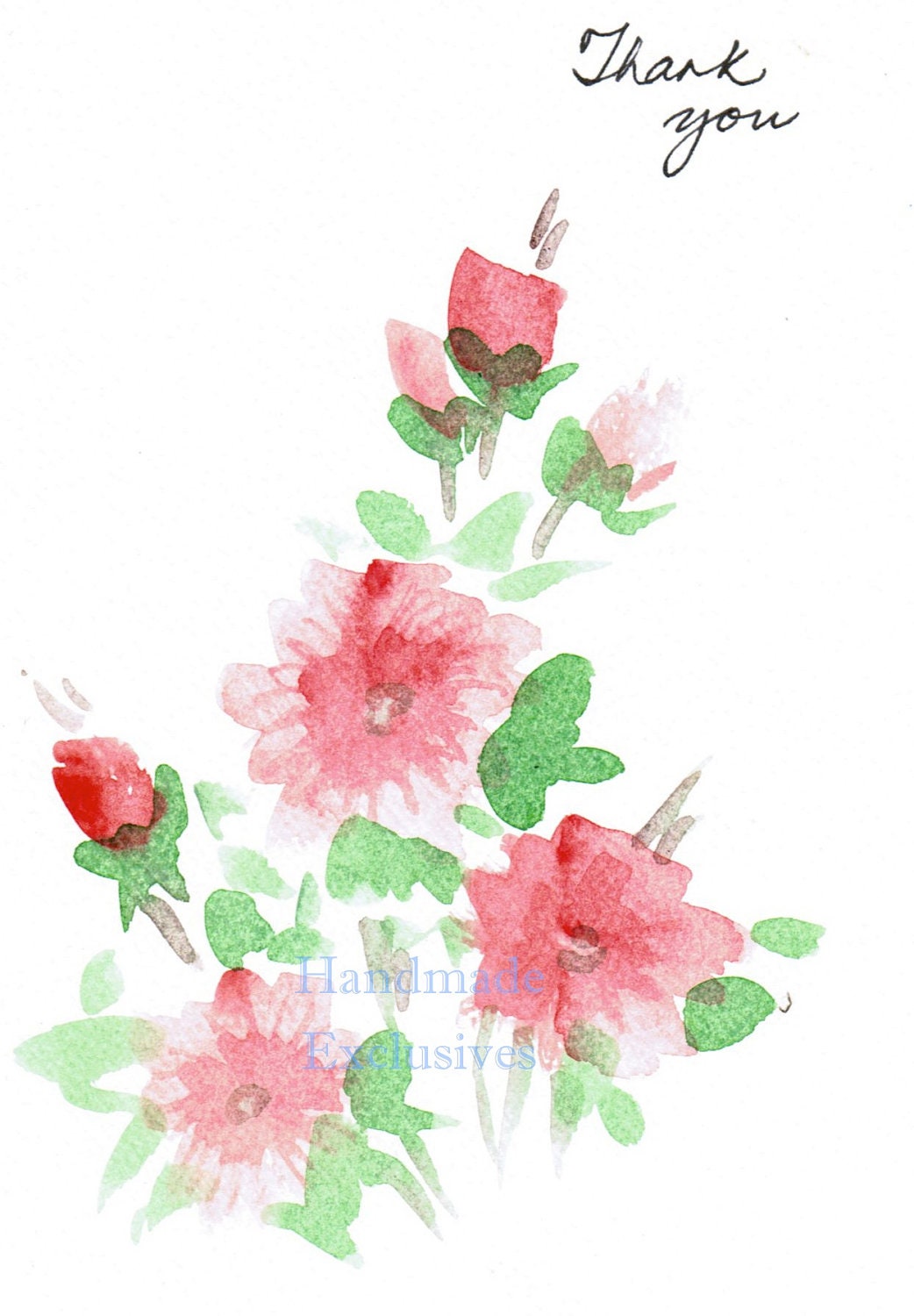 Handpainted Greeting Cards, Set of 10, Azaleas, Thank you, Original Watercolor Art, salmon pink, Teacher's gift
