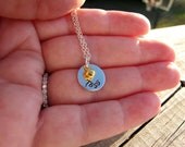 Personalized Hand Stamped Necklace with Name and 14K Vermeil Gold Heart