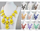 Bubble Statement Necklace,  Chunky Bubble Necklace, Bubble Yellow Necklace (FN0508-M-Yellow)