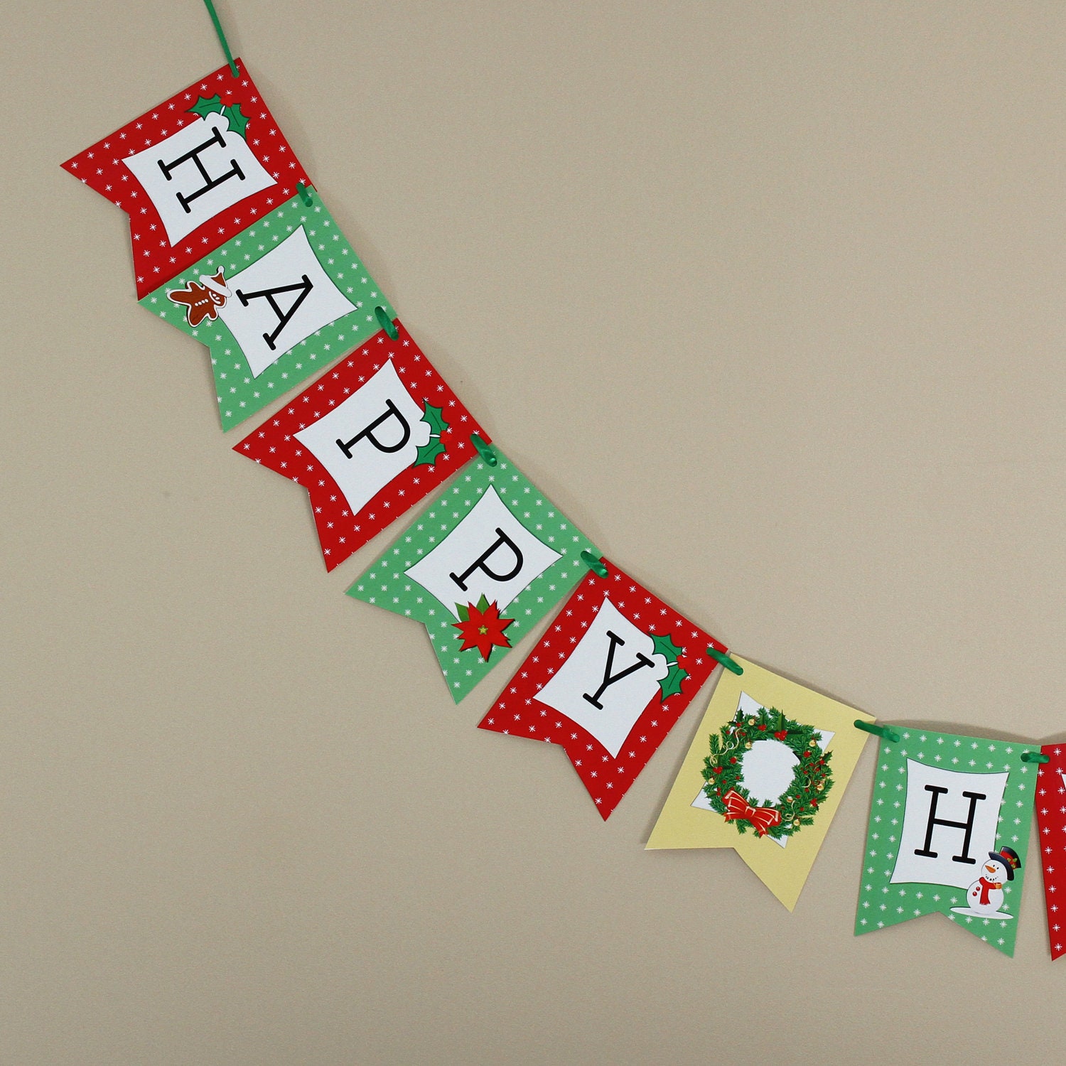 Items similar to DIY PRINTABLE Happy Holidays Banner Pennant Bunting