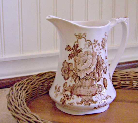 Vintage Alfred Meakin Staffordshire Brown Transferware Pitcher