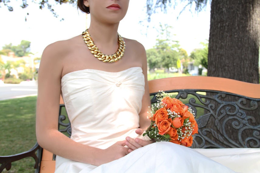 Strapless Designer Ivory Wedding Dress