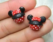 Minnie Mouse Cupcake Studs-Polymer Clay-Made To Order
