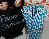 50 Paper Straws (BLUE) (Eco-friendly, Wedding, Shower, Party, Birthday, Teacher, School, Elementary, Carnival, Circus, Toddler, Fun)