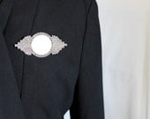 Vintage Siver Marcasite and Mother of Pearl Pin/Brooch 925