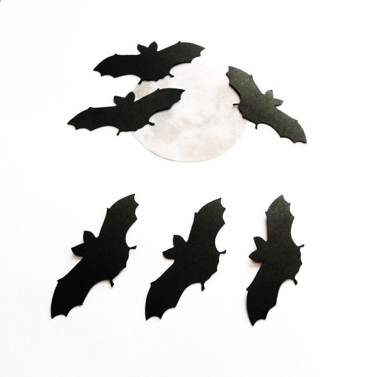 100 Medium Black Bat Die Cuts. Halloween Party Decorations Table Scatter Card-Making Tag Favor Invitation Embellishments. - ShoestringCottage