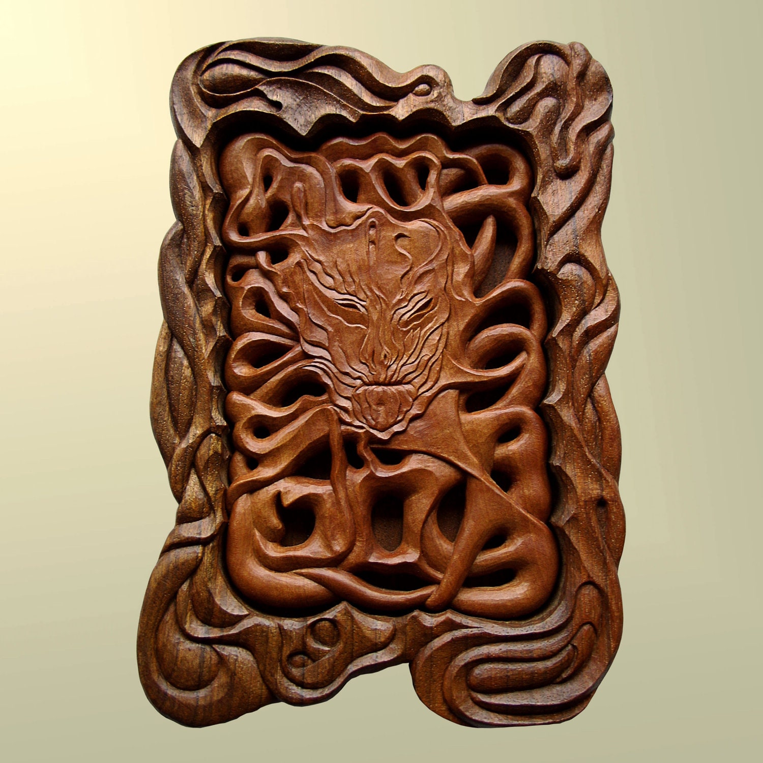 Wall Art Wood carving "Madness" Wood wall art Arts and Crafts Fine Wood carvings Miniature MariyaArts