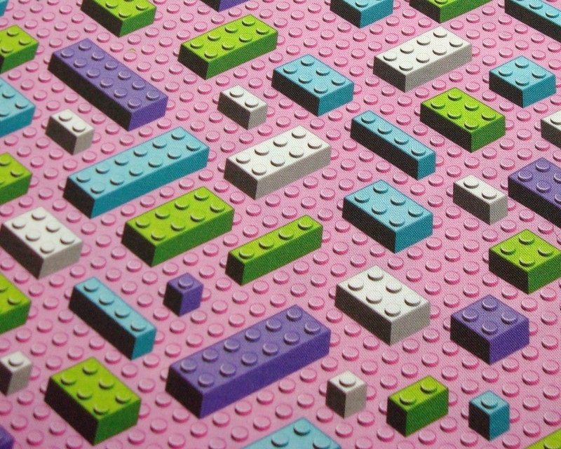 Pastel bricks fat quarter girly lego fabric pink and purple