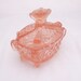 Vintage Pink/burgundy Glass Vanity Trinket Box, Powder Jar, 1940s, 1950s