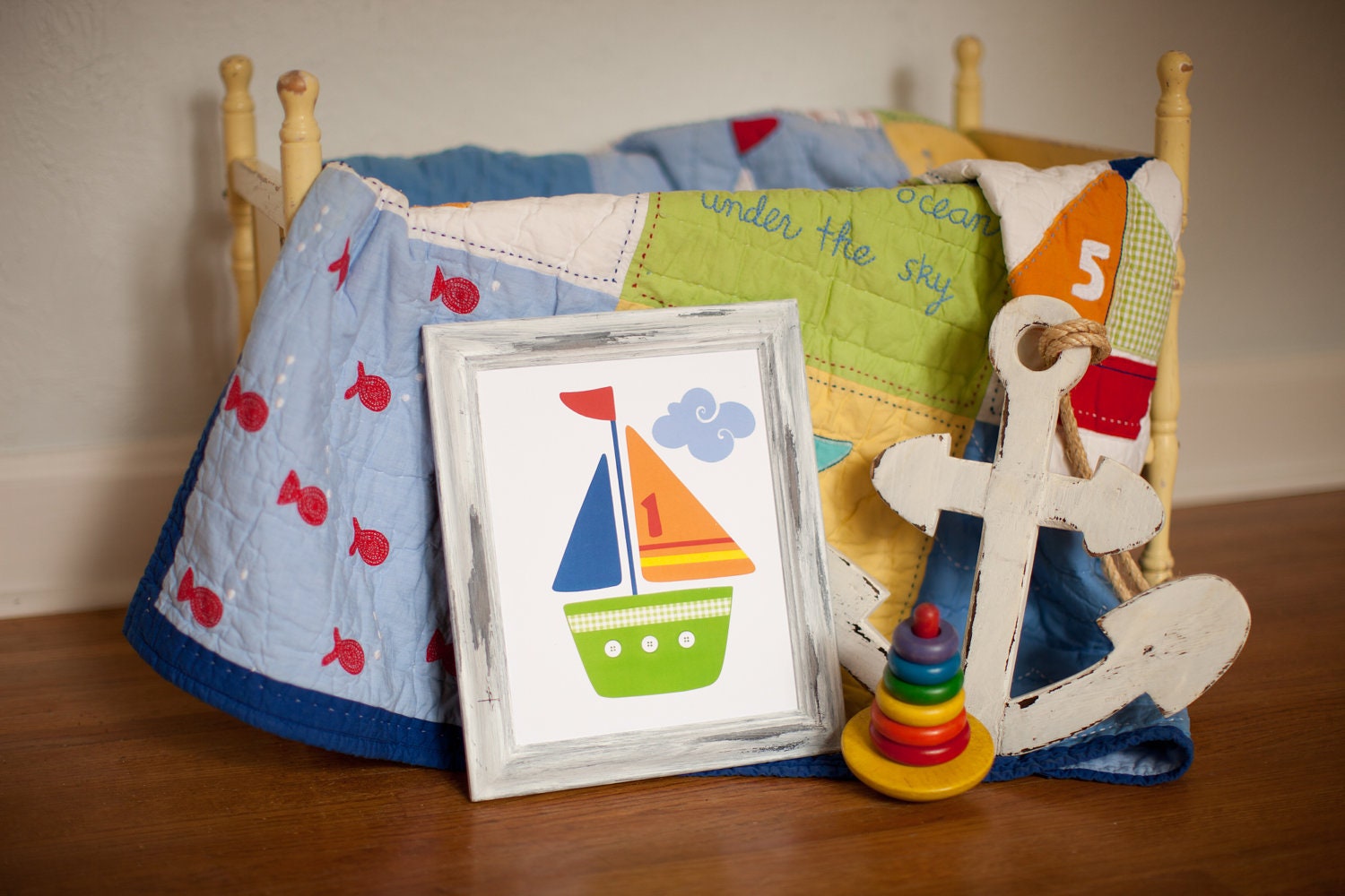 Pottery Barn Baby Boats, Kid's Sailboats, Nautical Ocean Bathroom decor, Wall Art 8x 10 Print, Boy Nursery, blue, orange, green