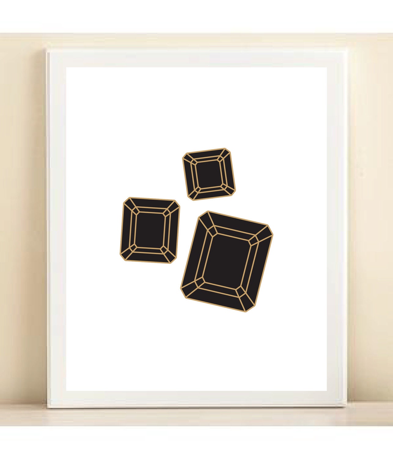 Black and Gold Gem print poster