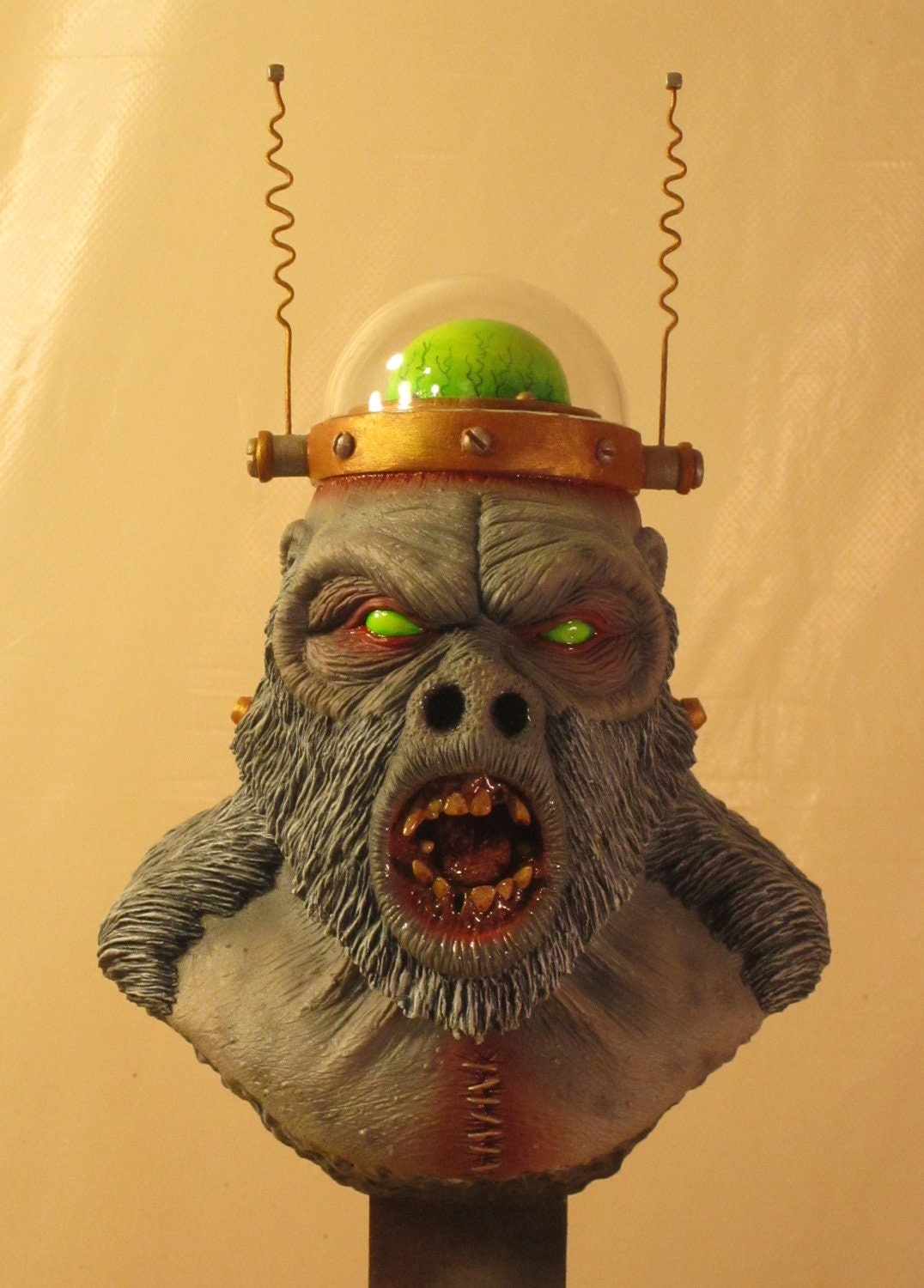 Ape-Bot, OOAK Small-Scale Polymer Clay Bust