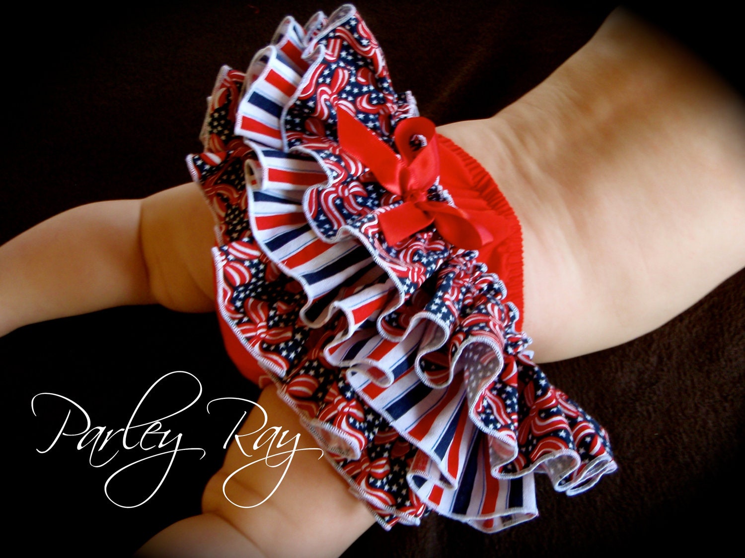A Beautiful Parley Ray Patriotic Independence Day 4th of July Ruffled Diaper Cover/ Baby Bloomers/ Photo Prop