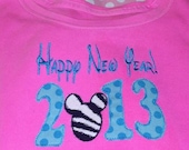 Mickey Mouse 2013 Happy New Year Applique Embroidery Design - StitchedPINK