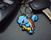 Hand Woven Squirtle Pixel Keychain