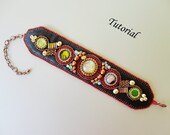 PDF for Mirabelle bead embroidery bracelet cuff - beadweaving beading pattern tutorial - beaded seed bead jewelry