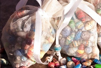 Round Recycled Paper Beads, Multi Colored Loose Bead Mix