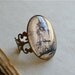 Pirate Ship Ring - The High Seas Antique Nautical Print Adjustable Ring in Fancy Brass - Pirate Jewelry