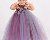 Flower Girl Tutu Dress - Purple & Grey - Grape Dusk- 12 Month to 2 Toddler Girl Il_170x135