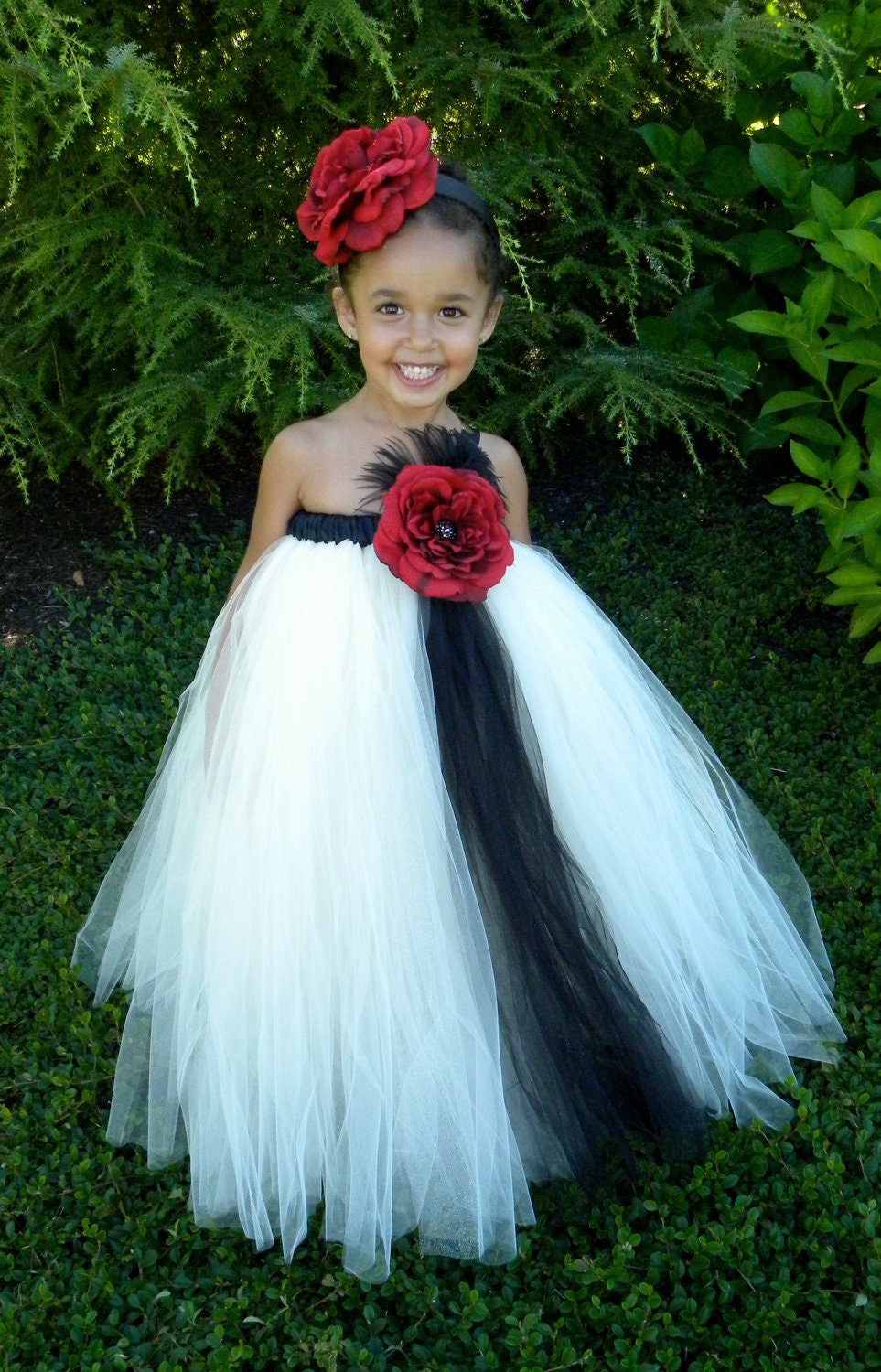 Flower Girl Tutu Dress - Ivory & Black - Evening Elegance - 3-4 Toddler Girl Il_570xn