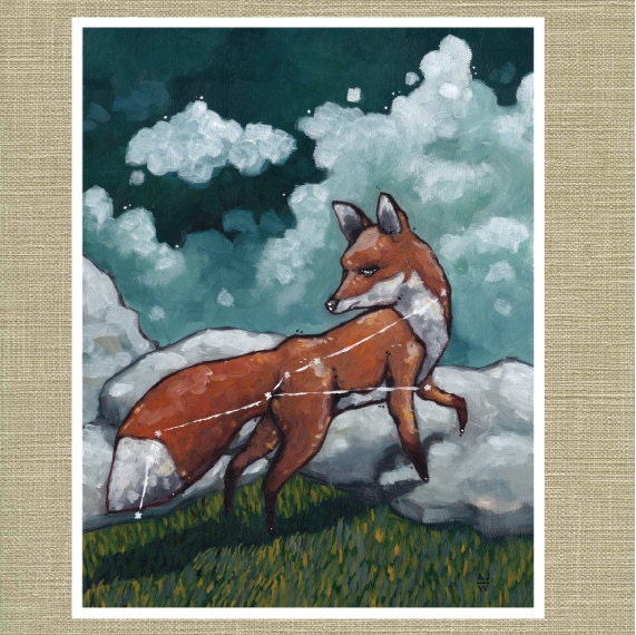 Vulpecula the Fox - Constellation Fauna Series Fine Art Print 11" x 14"