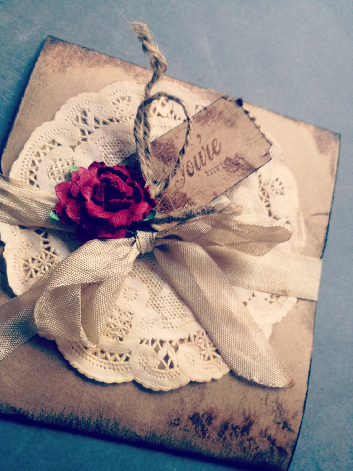 Vintage Wedding Invitation Red Rose