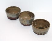 Sandlewood Driftwood and Cedarwood  --  Three Raku Fired Tea Bowls