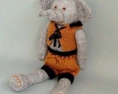 Stuffed Elephant Toy-Handmade Baby Boy Elephant-Yarn Animal-Cute Elephant Decoration-Soft Animal Doll-Gray and Orange