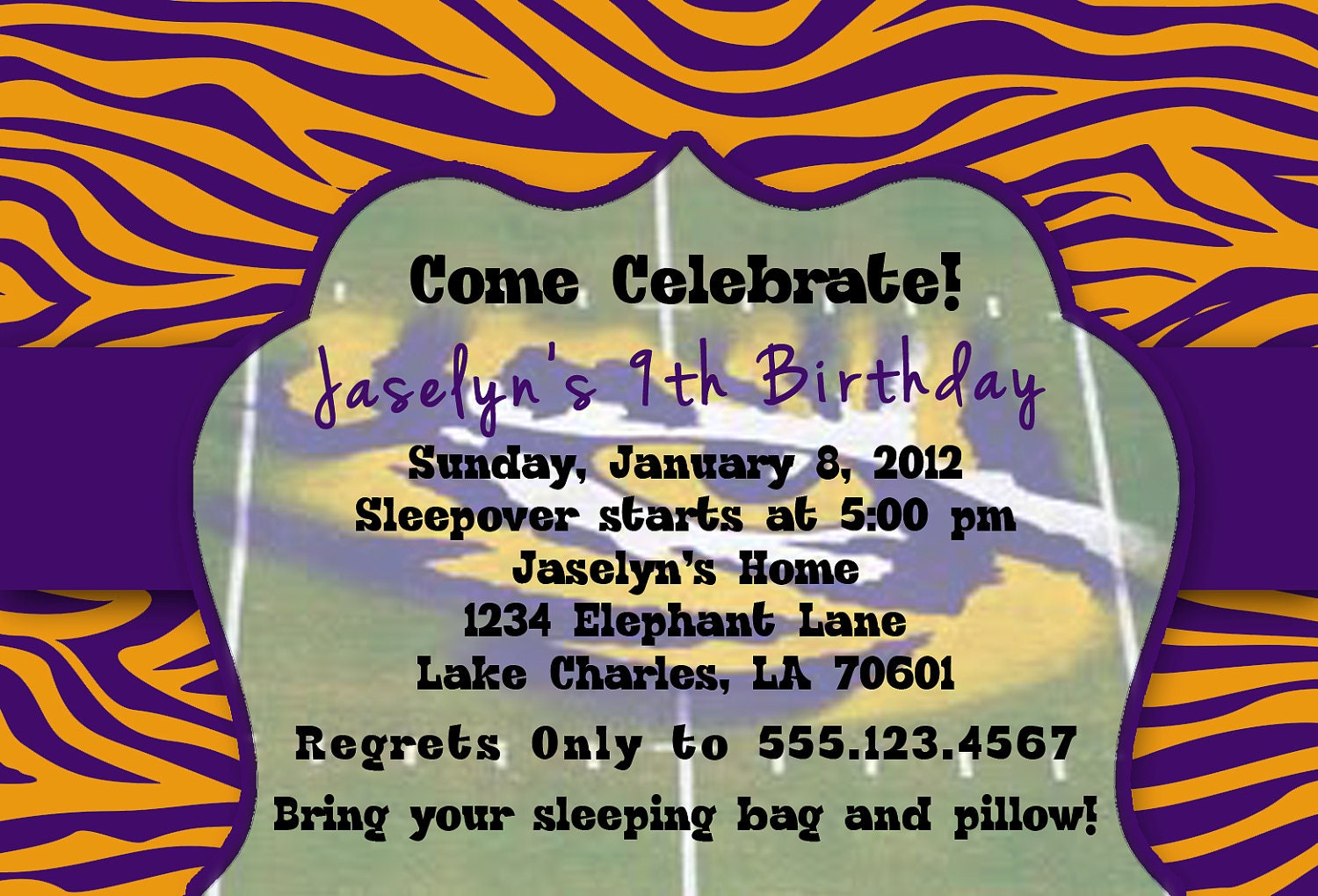 Birthday Party Custom Invitation - Tiger Print or LSU Tigers Il_170x135