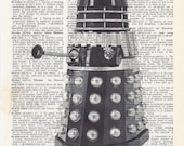 Dictionary Art Print - Upcycled Vintage Paper - Doctor Who Dalek Print - 7-3/4 x 10-3/4