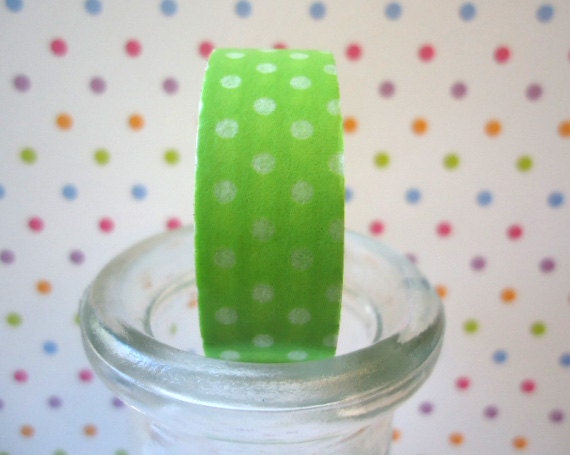 Lime Green Polka Dot Tape - Japanese Washi Tape - Lime Green Washi Paper Tape