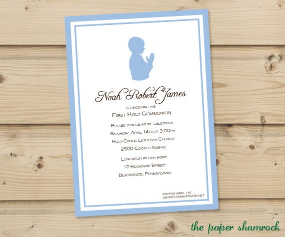 Custom Silhouette, First Communion Invitations, Confirmation Invitations Il_570xn