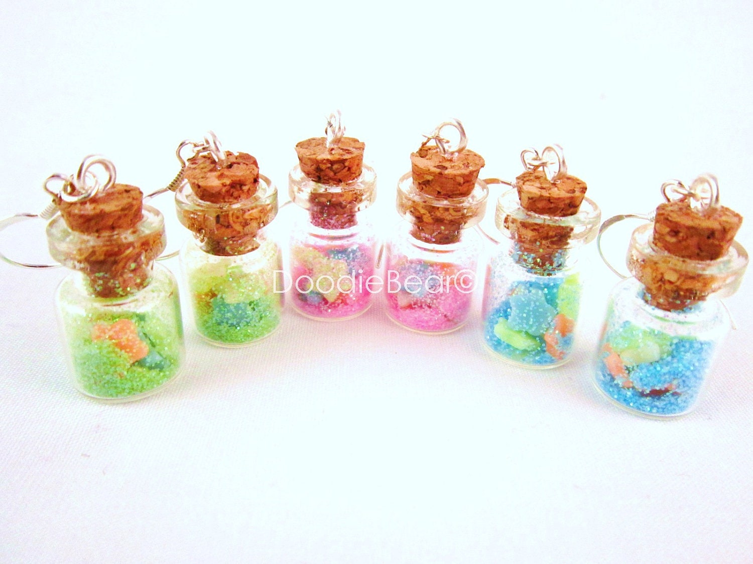 Glow in the Dark Kawaii Bottle Vial Polymer Clay Dangle Earrings