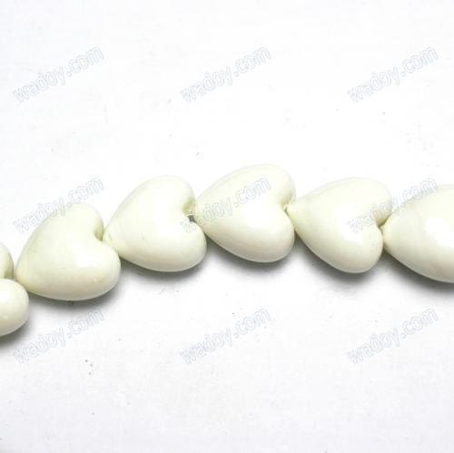 10pcs Murano Style Glass Heart Pendant Opaque White 20mm