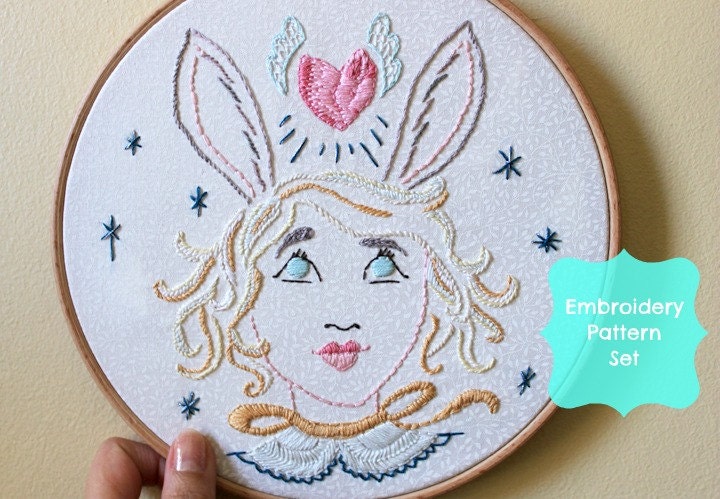 Rabbit Heart & Lion Heart - embroidery pattern set