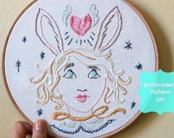 Rabbit Heart & Lion Heart - embroidery pattern set